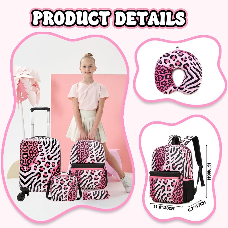 Esteemly Kids Carry on Luggage Sets for Girls Women Suitcases with Wheels Hardshell Suitcase with Travel Pillow for Airplane Travel Essential - Image 4